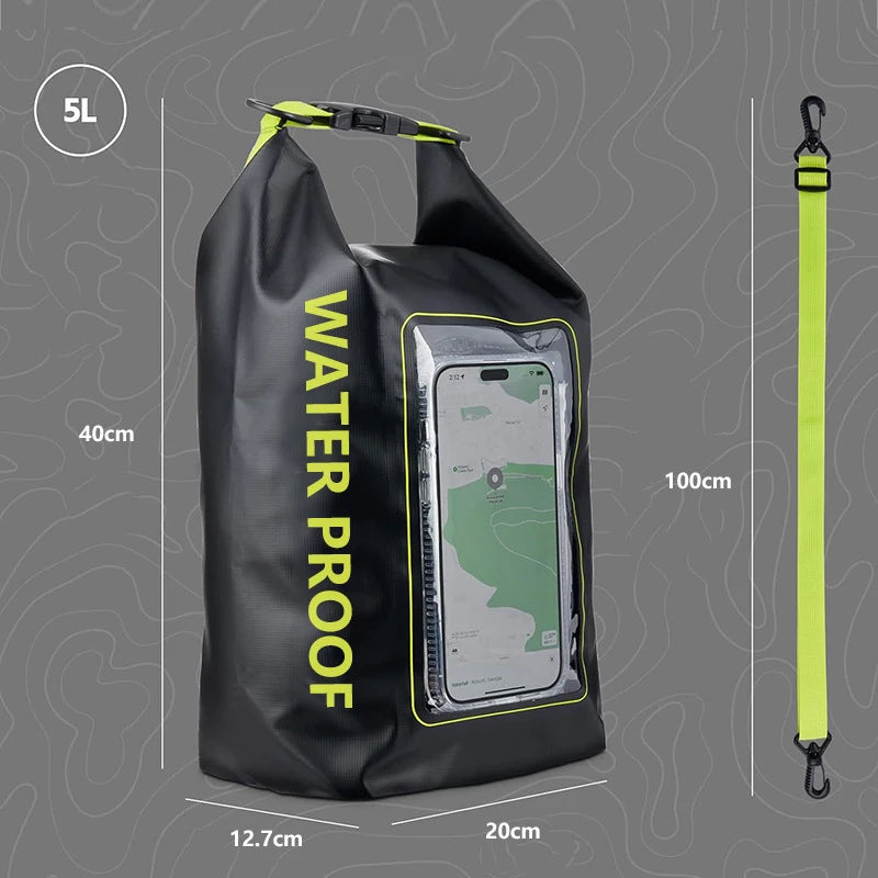 'Drifting' 2L 5L Dry Bag Touch Screen Outdoor Waterproof Storage Backpack